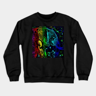 Rainbow Zentangle Elephant with Black Background Crewneck Sweatshirt